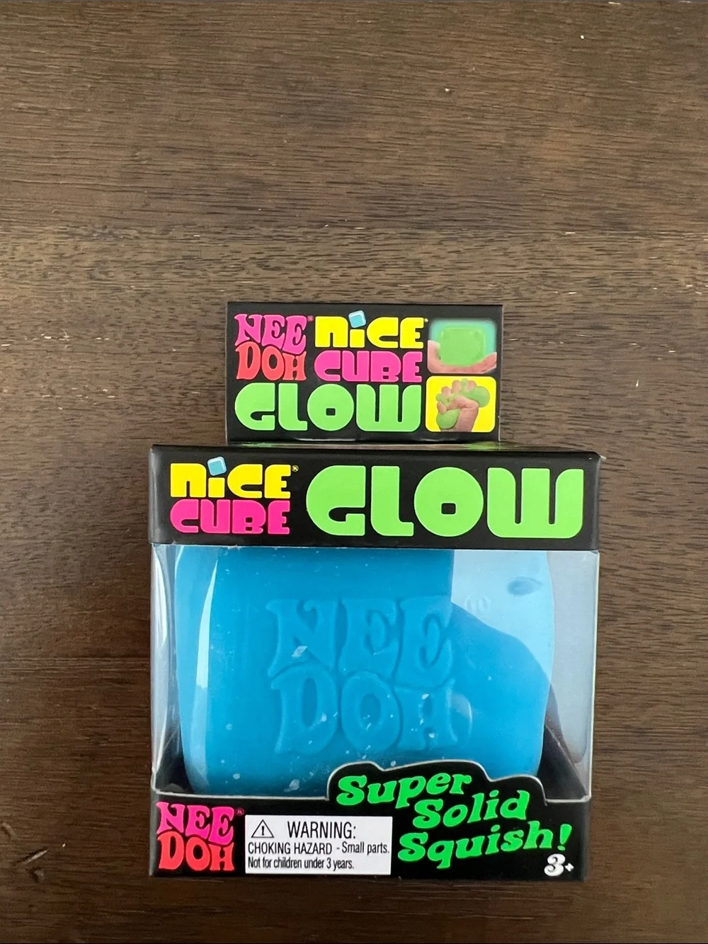 NeeDoh Nice Cube Glow - BLUE, 1 pc-Super Solid Squish Fidget Sensory Toy - NIB